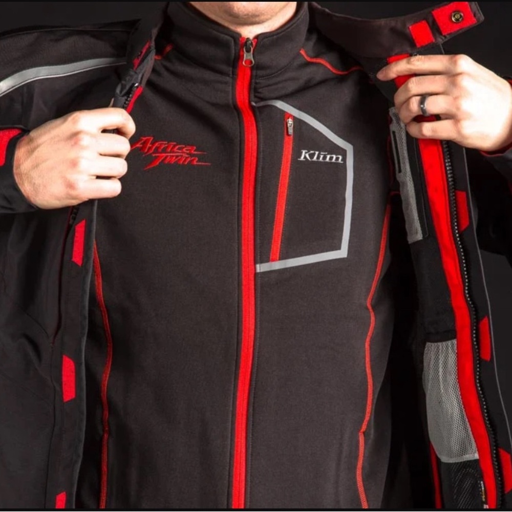 KLIM Honda Africa Twin Line of ADV Motorcycle Gear Mid Layer Inferno Jacket S